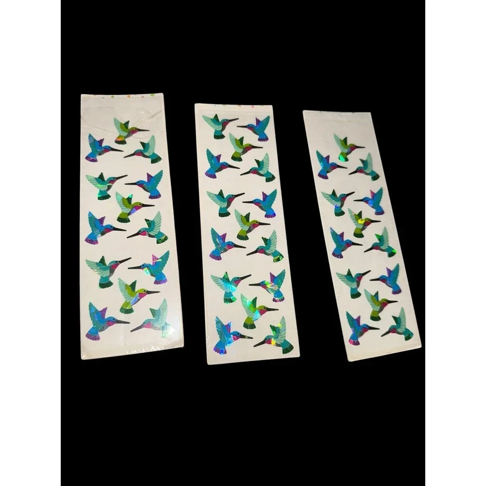 Vintage Sandylion Prismatic Hummingbird Stickers Lot of 3 Sheets 1990 Rare NOS
